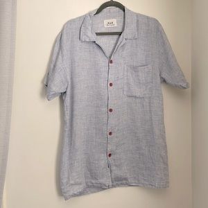 Flax by Jeanne Engelhart medium light blue shirt